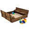 Best Choice Products 47x47-Inch Kids Wooden Outdoor Sandbox w/ 2 Foldable Bench Seats, Sand Protection, Liner